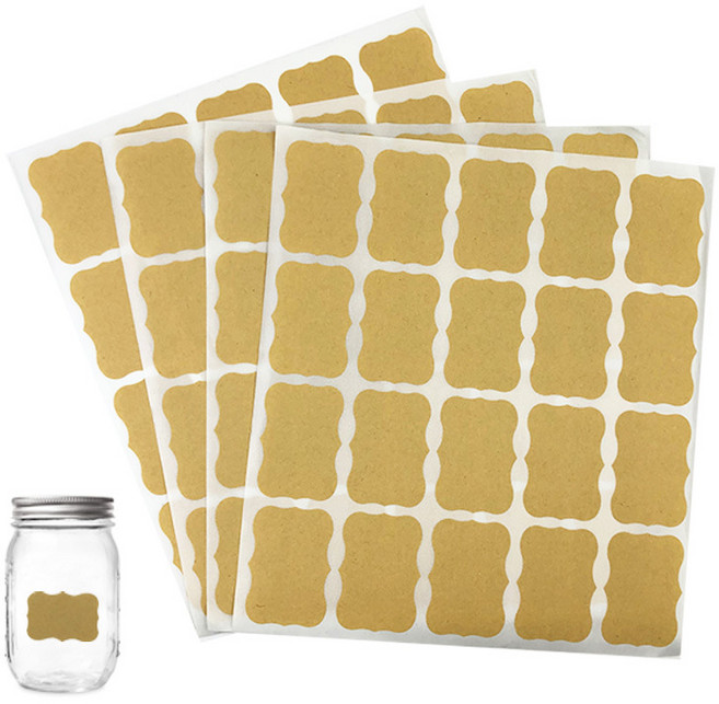 노란색 크래프트 종이 스티커 5x3.5cm (20개씩 1장) 10장 세트 (총 200개) - 포장/라벨/배송지 스티커, 200개, 20개