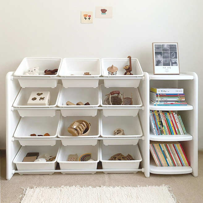 [루나스토리] 루루 장난감정리함 전면책장 유아책장 아기 책꽂이, 뉴트럴그레이, 정리함 확장형, 1개