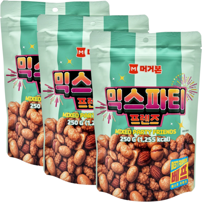 머거본 믹스파티 프렌즈 혼합견과류 250g 안주 간식, 3개
