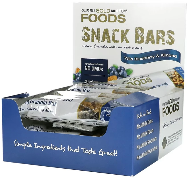 캘리포니아 골드 뉴트리션 야생 블루베리 & 아몬드 츄이 그래놀라 바 12개입 각 40g(1.4oz) 단백질 꿀 칼슘 간식 땅콩 호두 칼륨 식이섬유 탄수화물 철분 프로틴, 야생 블루베리 아몬드, 야생 블루베리   아몬드, 40g - 쿠팡