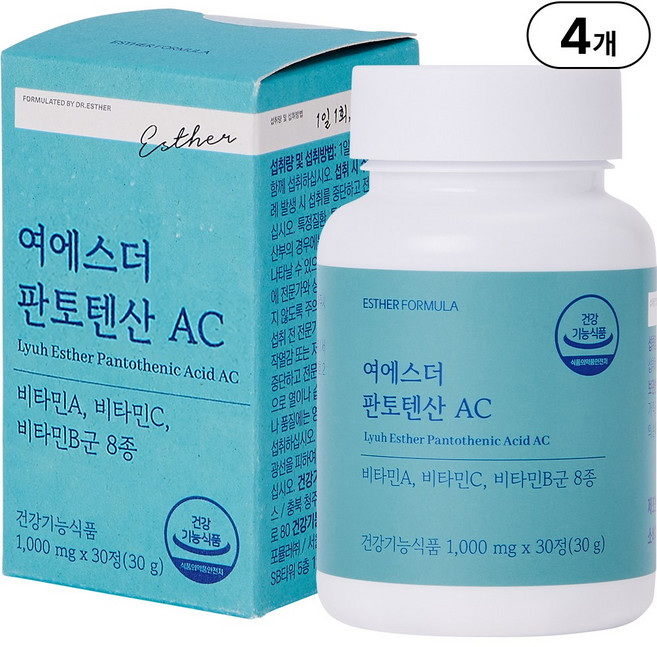 본사직영 여에스더 판토텐산 AC l 판토텐산 4000퍼센트 l 국민영양 프로젝트, 4개, 30정