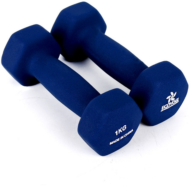 에코요기 네오프렌 논슬립 아령 _2개1세트 ( 1kg 1.5kg 2kg 3kg 4kg 5kg), 1세트, 블루 1kg x 2개