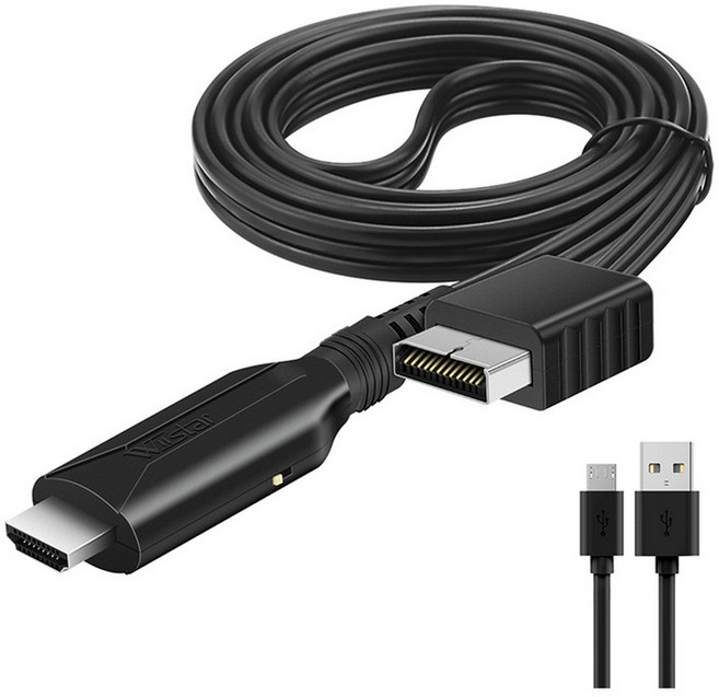 PS2용 WIISTAR HDMI 호환 오디오 비디오 컨버터 어댑터 PS 1/2 HDTV PC Full HD 케이블 어댑터 지원, 검은색
