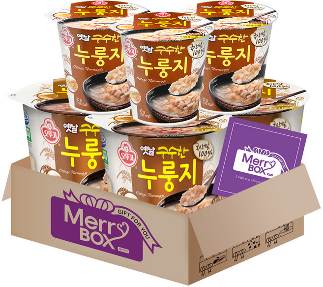 간편식세트 옛날 구수랑 누룽지컵 {큰컵3+소컵3}+메세지카드, 1세트, 30g