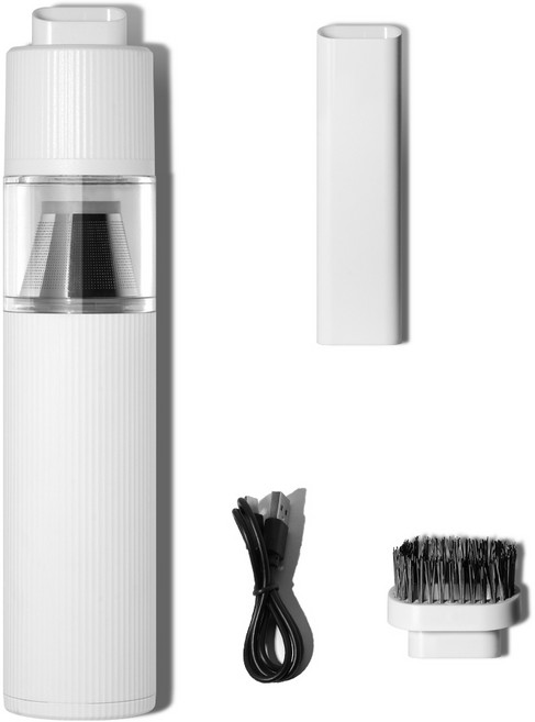 비브르 무선 미니 차량용 핸디 청소기 + 스탠 헤파필터, 화이트