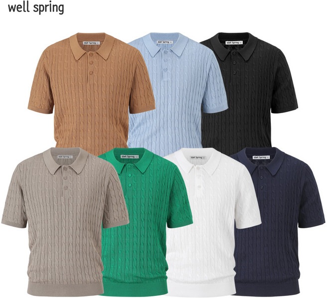 여름 남자 쿨 카라넥 반팔 니트 카라티 남성 꽈베기 니트티 골프티 오피스룩 WS