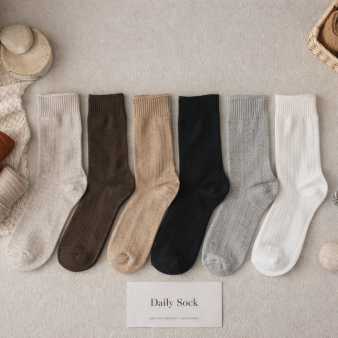 럽니드삭스 6종세트 여성용 고급 시보리 중목 양말