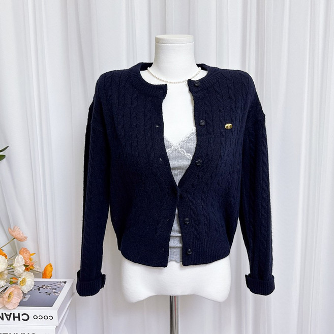 제이엠스타일 [6컬러/44~66] 국산 봄신상 여성 꽈배기 니트 가디건 라운드넥 여자 파스텔 카디건 간절기 가을 벚꽃룩