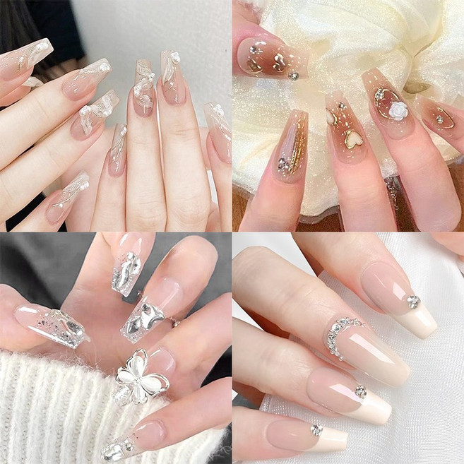 키스미스 네일아트 셀프 웨딩 네일팁 4종타입 x 24p, 1개, 혼합색상 큐빅 시리즈