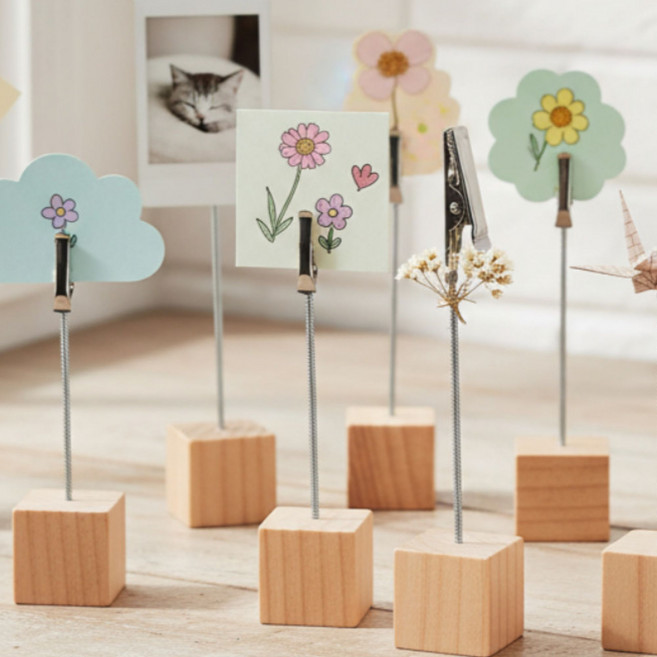 베니지 원목 엽서 사진 꽂이, 1개