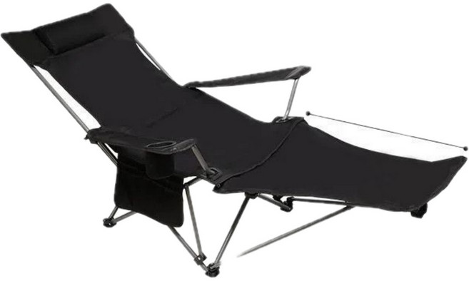 [보관 파우치 SET] 감성 휴대용 캠핑의자 접이식 각도조절 캠핑경량체어 리클라이너 발받침대, 고급 4단 각도조절+발받침대 - 블랙, 1개