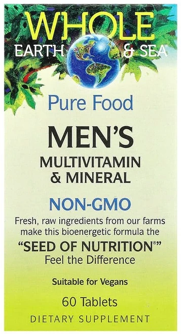 Natural Factors Whole Earth & Sea® 남성용 종합비타민 및 미네랄 60정 NFS-35504, 1개 - 쿠팡