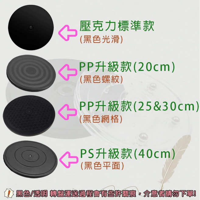 旋轉圓盤 360度塑膠轉盤 花盆轉盤 植物展示盤 壓克力轉盤, 黑色,升級款 ３０×１.６cm, 1個