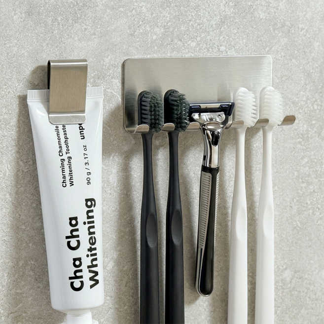 모브드 올 스텐 304 무타공 칫솔꽂이 세트, 4인용, 1개