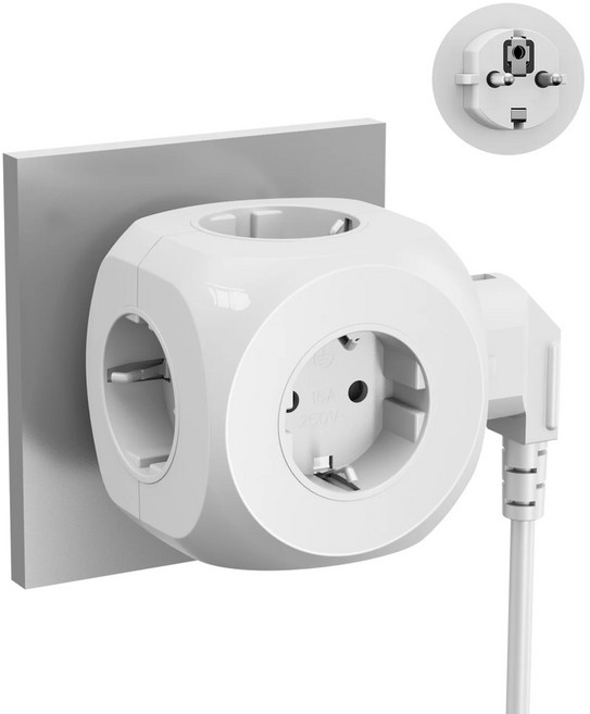 6구 고용량멀티탭 c타입 usb 고전력 선없는 멀티탭, 화이트