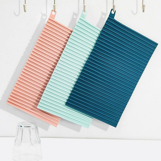 다용도 과습방지 받침 실리콘매트 미니빨래판 소형컵 건조대 화분받침 _3color, 네이비