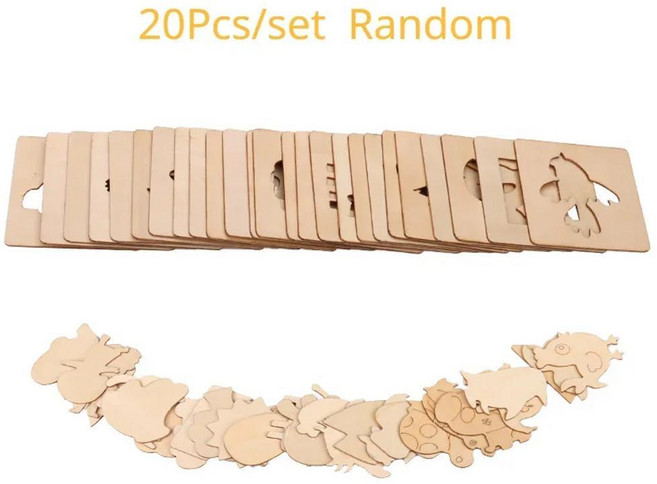 그리기 그림 스텐실 템플릿 나무 공예 퍼즐 교육 생일 선물, 1개, 색상: 1. 20Pcs Random
