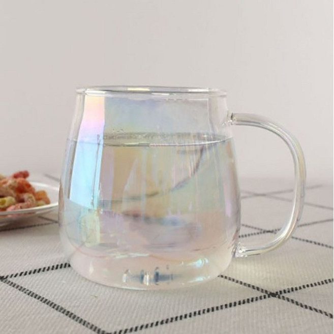 MAKA 오로라 내열유리 항아리 머그컵 550ml / 버츄오 투명 홀로그램 음료컵 카페 머그, 150ml, 1개