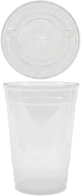 [평개폐리드+투명컵100P] 92파이 일회용 테이크아웃 플라스틱PET컵 뚜껑세트, 1세트, 420ml, 100개입