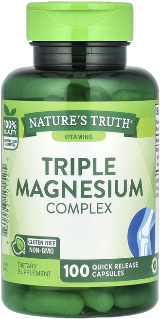 단백질 비타민 철분 마그내슘 칼슘 Nature's Truth 삼중 마그네슘 복합체 빠른 방출 캡슐 100정(캡슐 1정당 420mg) 고루고루섭취해주세요, NaturesTruth삼중마그네슘복합체빠른방출캡슐100, 1개 - 쿠팡