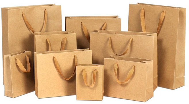 簡約附緞帶手提多尺寸可選, 牛皮紙袋橫4, 1個