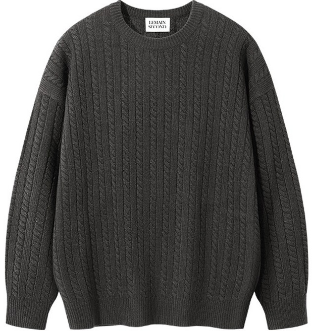 제타22 남녀공용 고급 워셔블 프리미엄 베이직 오버핏 꽈배기 케이블 라운드 니트 [1860]