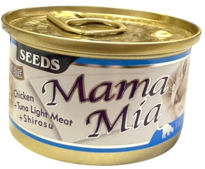 Mama Mia 雞肉+鮪魚瘦肉+吻仔魚 貓濕糧, 85g, 24個, 雞肉+鮪魚