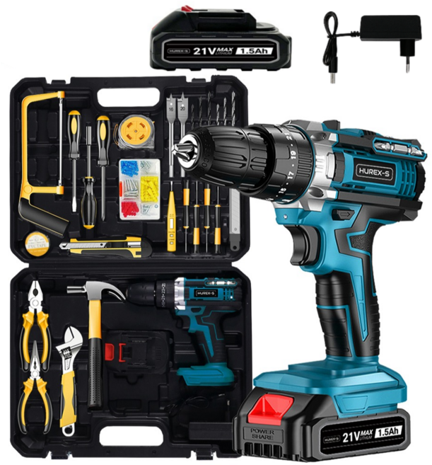 휴렉스S 블라스트 올인원 전동 드릴 드라이버 공구 세트 배터리1개, 1세트