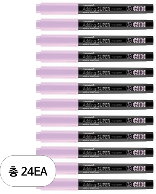 모나미 에딩슈퍼 600 파스텔 형광펜, 파스텔 퍼플, 24개