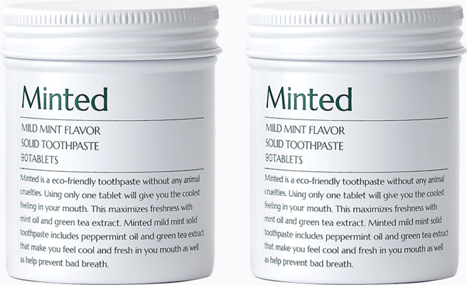 민티드 마일드민트 고체치약 90p, 63g, 2개