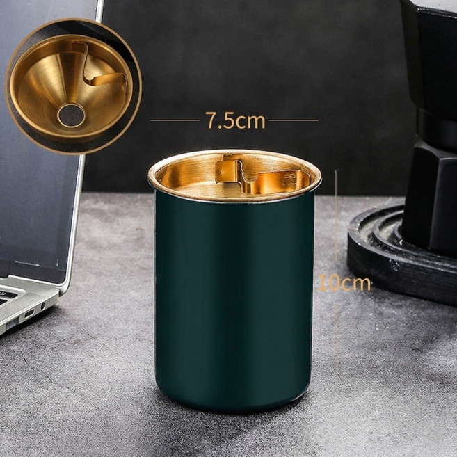 엠제이라이프 냄새차단 스텐 담배 재떨이, 1개, 다크그린