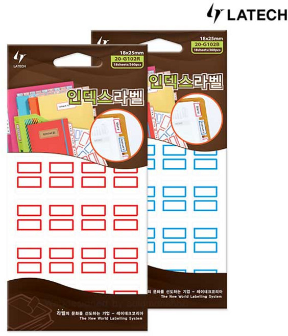 [오늘출고] 레이테크 인덱스라벨 20-G102 견출지/인덱스스티커/네임스티커/라벨지, 20-G102R 빨강 1봉