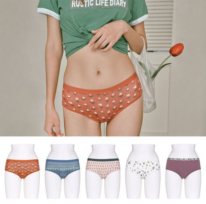 라페어 팬티 데일리 와인 위의 지붕 나염 인견 5종