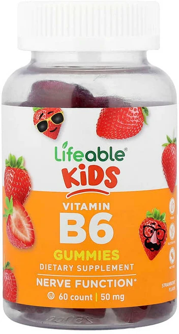 Lifeable 어린이용 비타민B6 구미젤리 딸기 50mg 구미젤리 60개 LFB-73106, Lifeable, 어린이용 비타민B6 구미젤리, 딸기, 1개, 60정 - 쿠팡