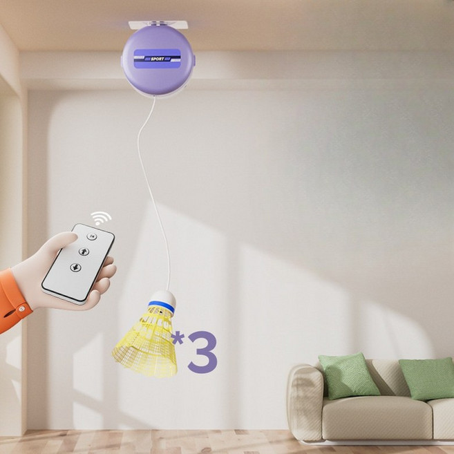 셀프 실내 배드민턴 연습 훈련 돌아오는 셔틀콕 리턴콕 전자 자동 리모콘 홈트 홈트레니이, 1개, 1개입, 리모콘 컨트롤 - 일반 셔틀콕 (3개세트)