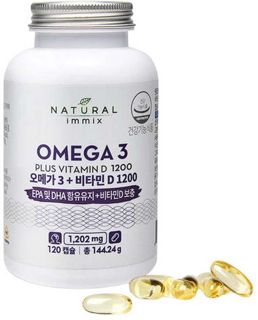 [내추럴이믹스] 캐나다 오메가3 비타민D 1200 (4개월분) DHA EPA 혈액 순환 개선제, 1개, 1200정