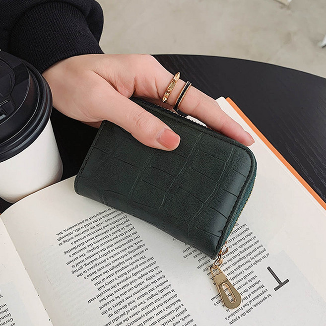 시크벤 심플 여성 카드 지갑 지퍼형 명함 동전 수납 브랜드 미니 반지갑