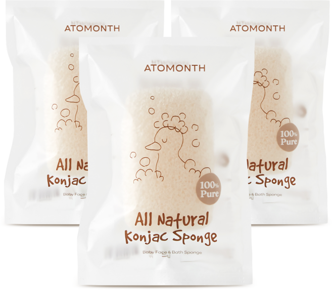 아토먼스 올내추럴 아기 곤약스펀지 사각, 3개