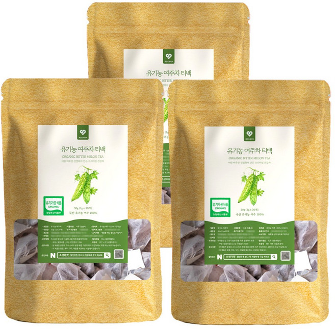 국산 유기농 볶은 어린 여주차 티백 당뇨에좋은 차 1g 30개입, 3개