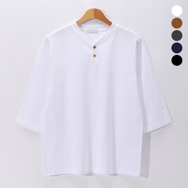 후앙스 슬라브 헨리넥 박스 7부 티셔츠 IDRT-2881