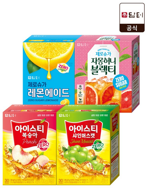 담터 제로슈가 혼합구성 아이스티 복숭아&샤인머스캣+레몬에이드+자몽허니 블랙티 (총 120T)