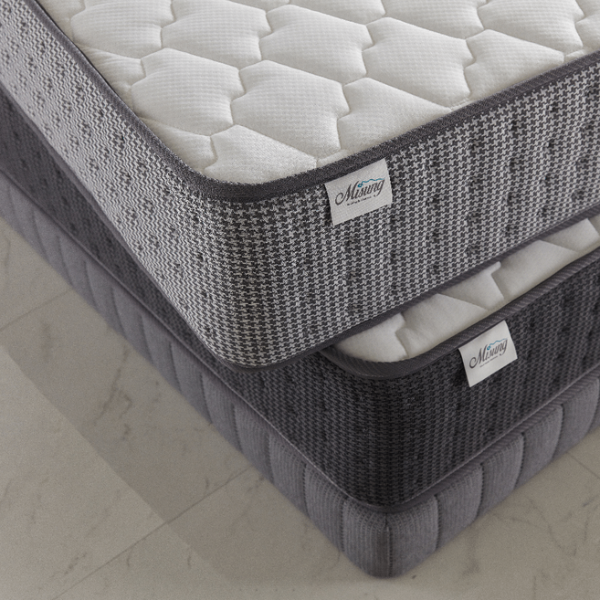 미성침대 시그니처 본넬 스프링 침대 매트리스 D 더블, 다크 그레이, 26cm