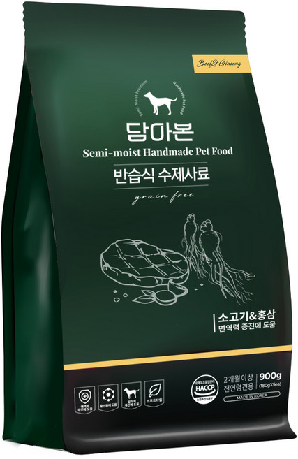 담아본 전연령용 강아지 촉촉한 수제 소프트사료, 소, 900g, 1개