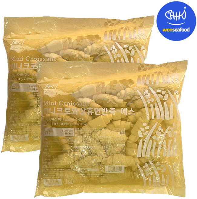 SPC 삼립 미니 크로와상 생지 2봉60개입 크라상 크로플 크룽지-냉동포장, 540g, 2개