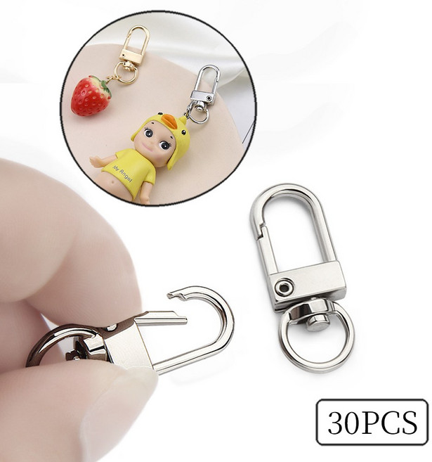 클라이트 키링 D형 악세사리 고리 부자재 열쇠고리 가방 키링 부속품, 30개, 실버