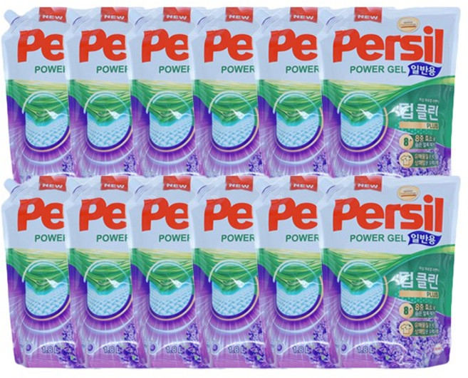 퍼실 딥클린 플러스 라벤더젤 액상세제 일반용 리필, 1.8L, 12개