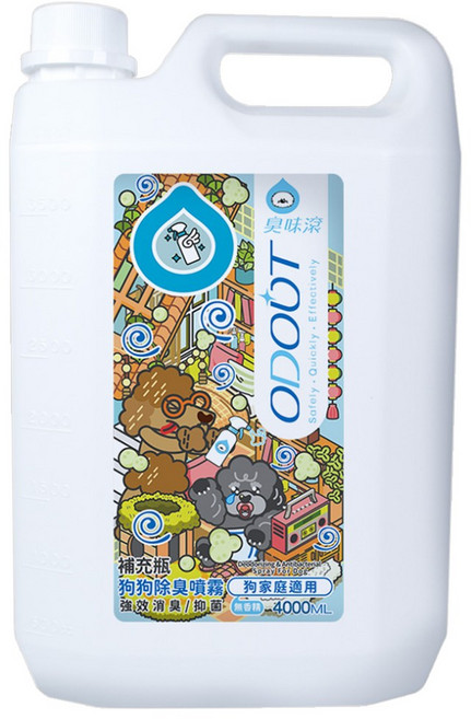 臭味滾 ODOUT 除臭噴霧 貓狗寵物清潔用品 500ml-4000ml, 1個, 狗狗除臭噴霧4000ml