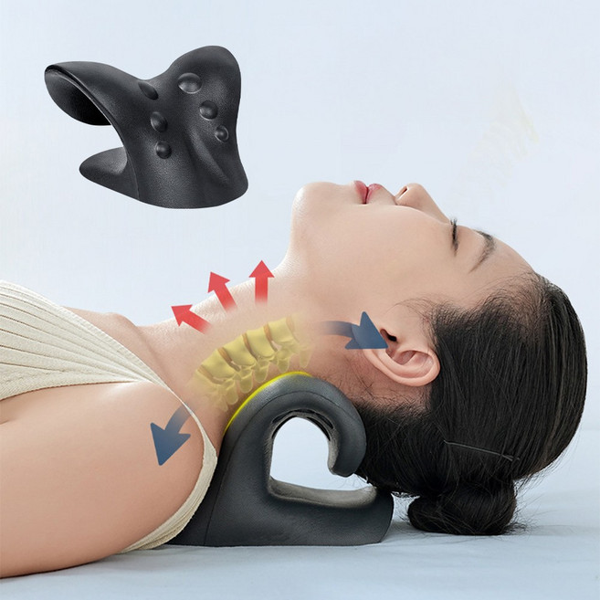 싹풀려 거북목 완화 베개 스트레칭 필로우 넥스트레쳐, 픽스블랙, 1개
