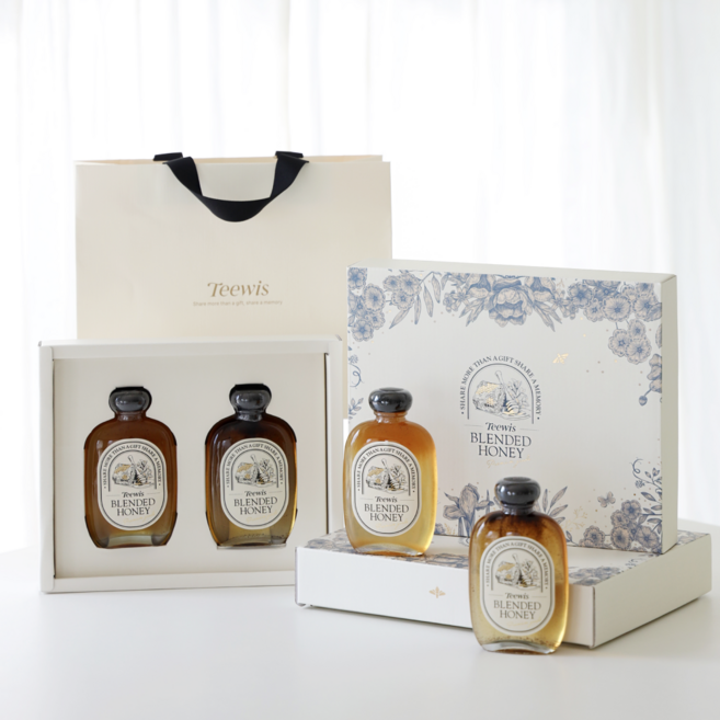 프리미엄 블렌딩 꿀차 선물세트 레몬꿀차 바닐라꿀차 명절선물세트 허니티세트 + 쇼핑백 증정, 1세트, 300g