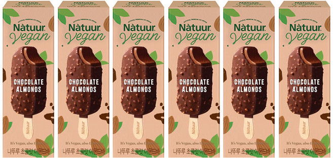 나뚜루 비건 초콜릿 아몬드바, 6개, 90ml